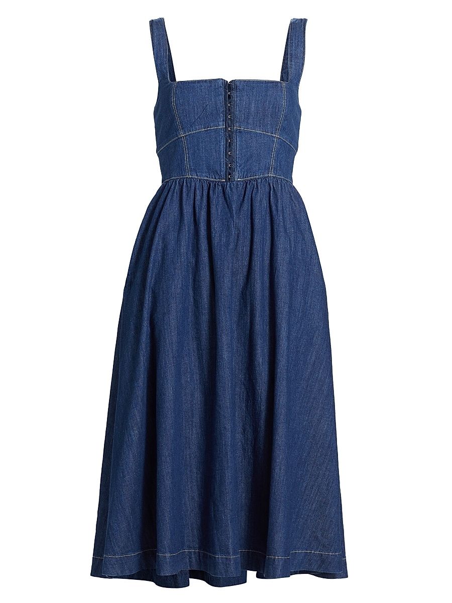 Women's Tagliatelle Denim Midi-Dress - Ellis - Size 10