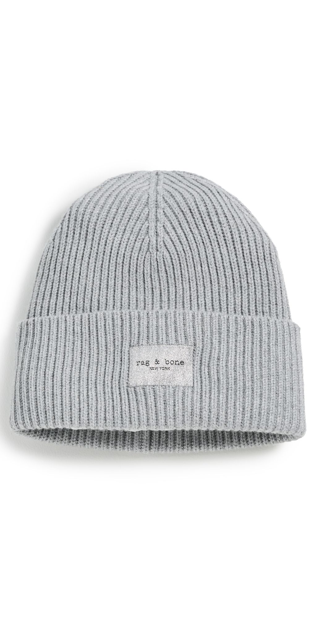 rag & bone Blake Metallic Beanie Silver One Size