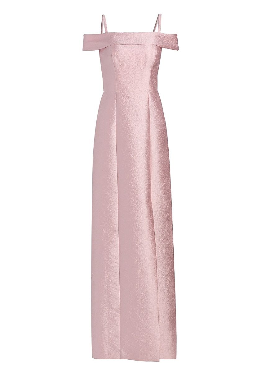 Women's Edith Jacquard Off-The-Shoulder Column Gown - Ballet Pink - Size 12