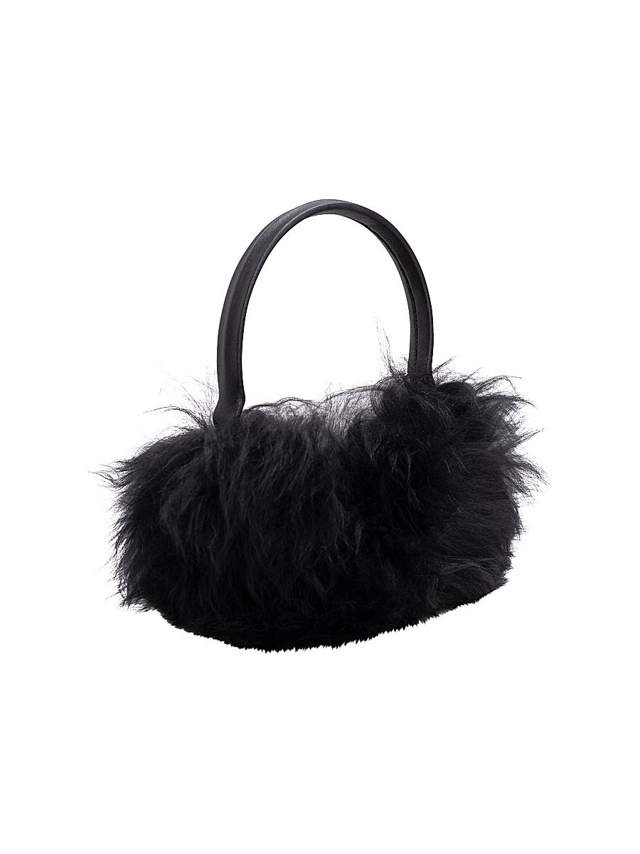 Women's Select Lamb Earmuffs with Leather Frame - Black