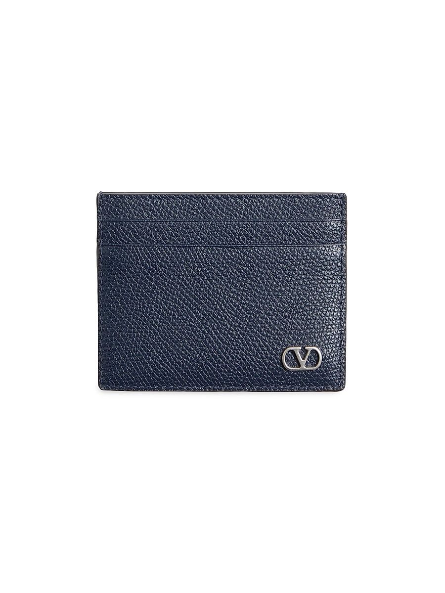 Men's VLogo Signature Cardholder in Grainy Calfskin - Marine