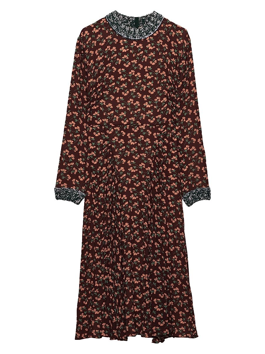 Women's Printed Georgette Dress - Brown - Size 8