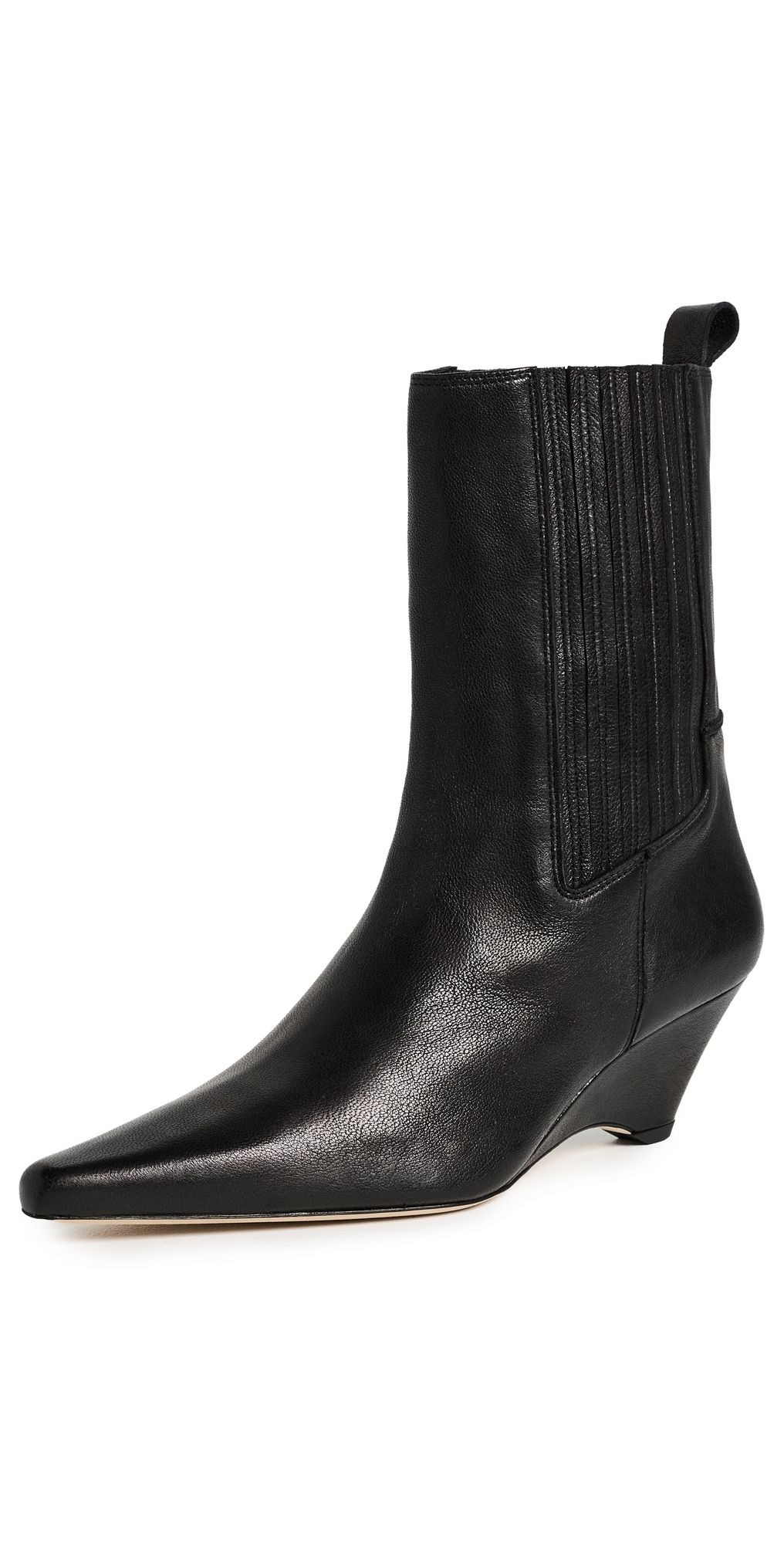 Cinq à Sept Parker Curved Wedge Leather Chelsea Boots Black 39