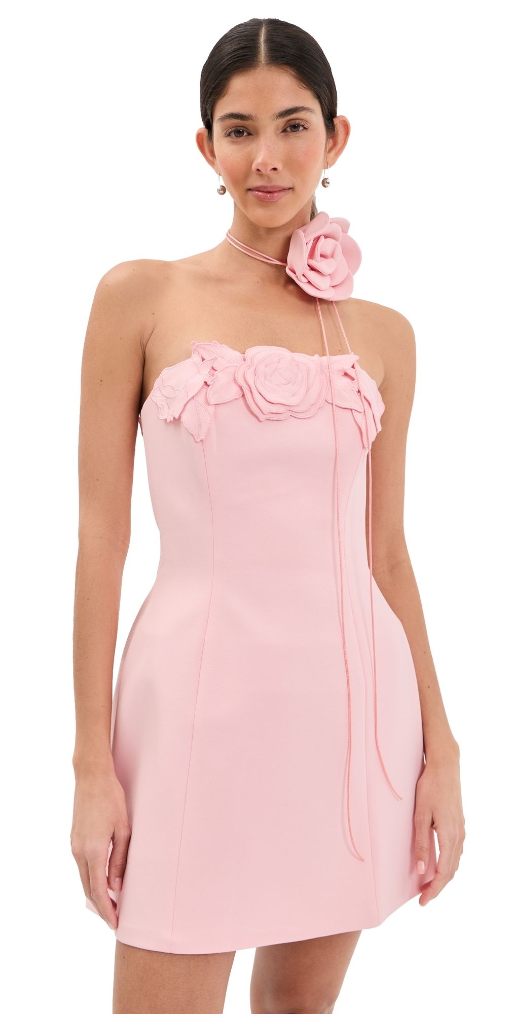 Leo Lin Roselle Applique Bustier Mini Dress Blush Pink 16