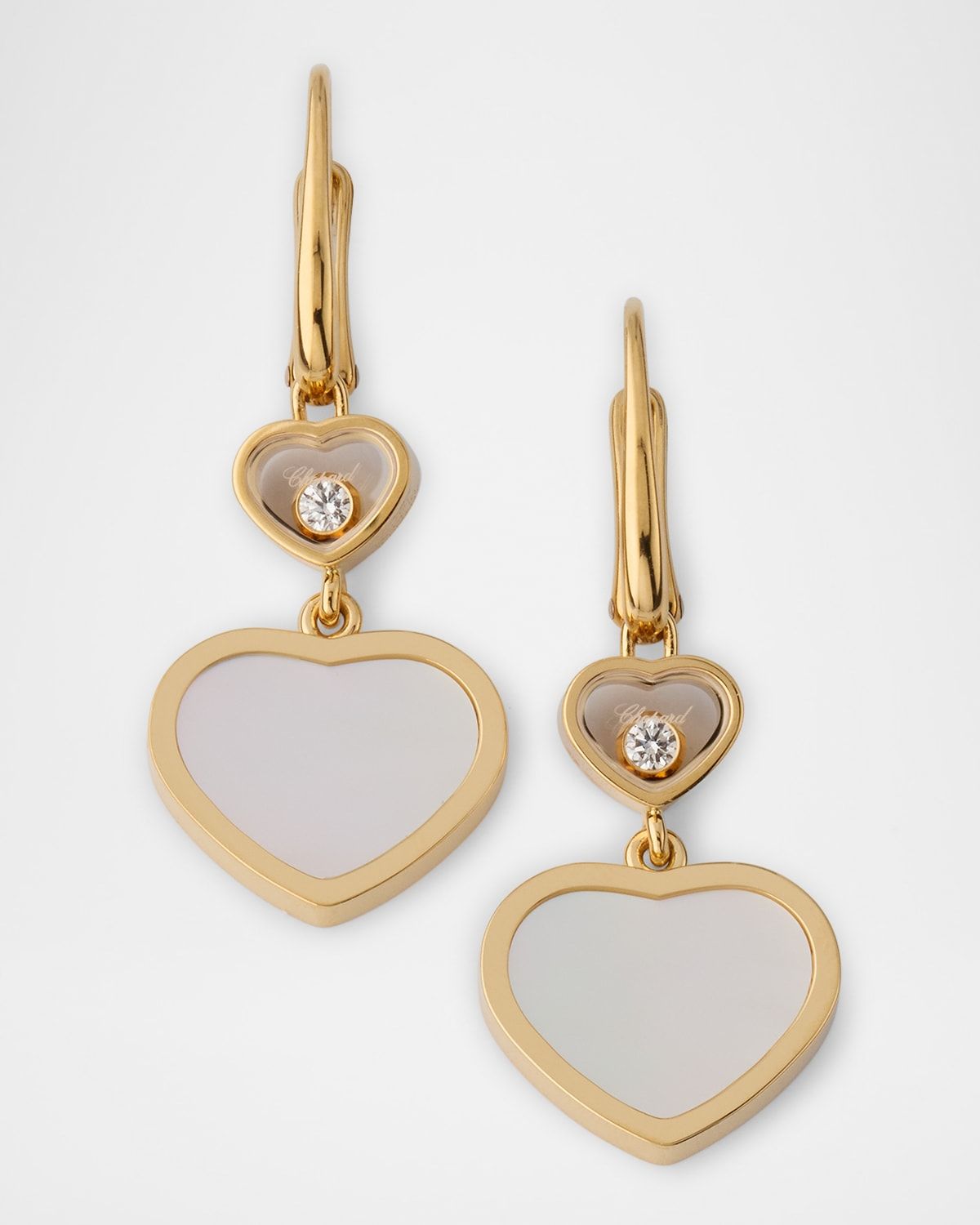 Happy Hearts 18K Yellow Gold Mother of Pearl Drop Earrings