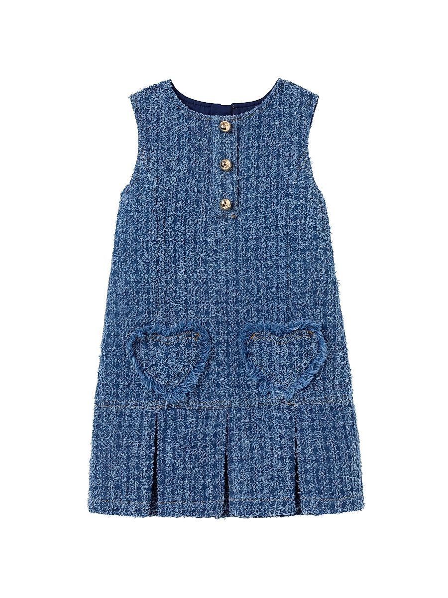 Little Girl's & Girl's Textured Denim Heart Dress - Blue - Size 10