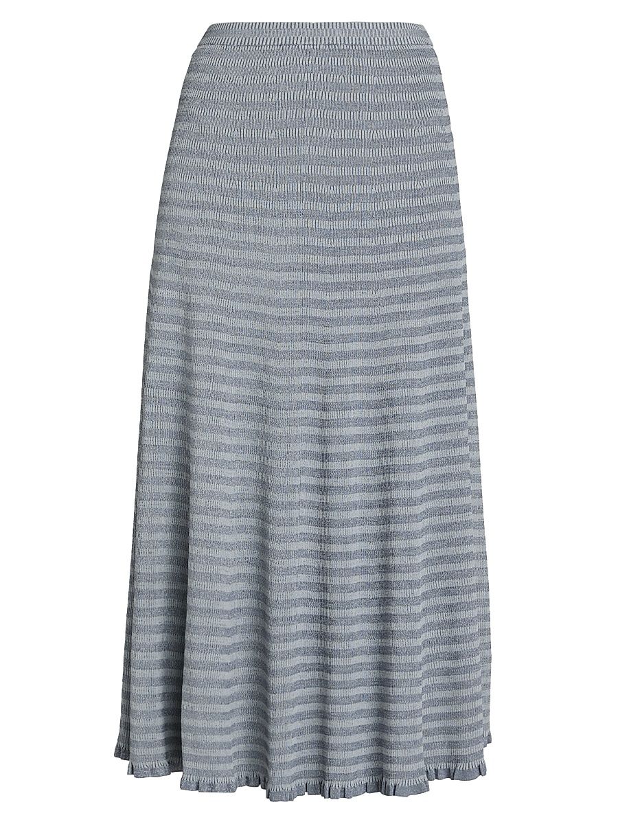 Women's Stina Geo Stripe Midi-Skirt - Slate - Size XL