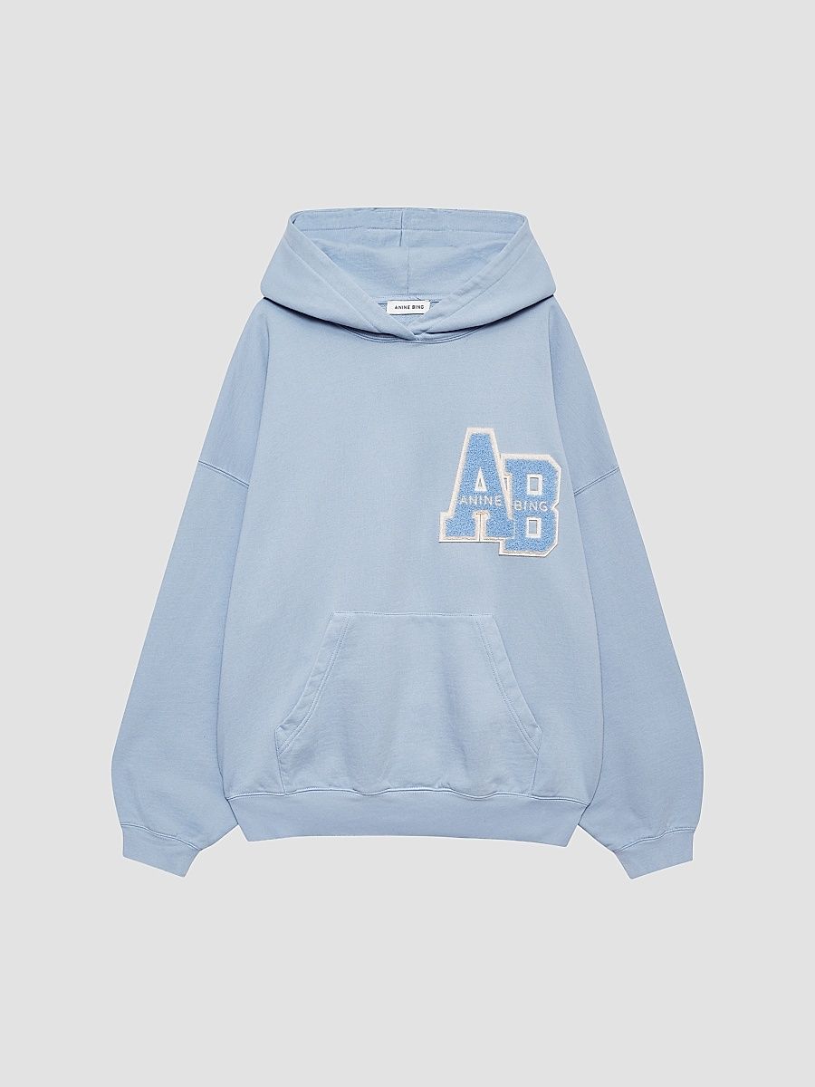 Women's Harvey Letterman Cotton Fleece Hoodie - Blue - Size Medium