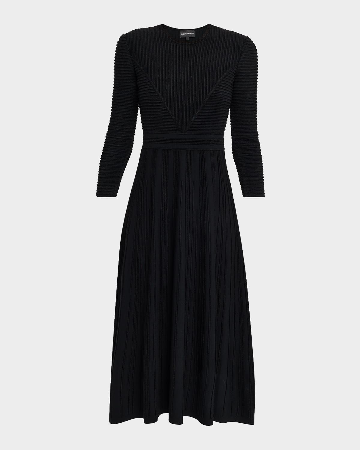 Ottoman Knit Paneled Midi Dress