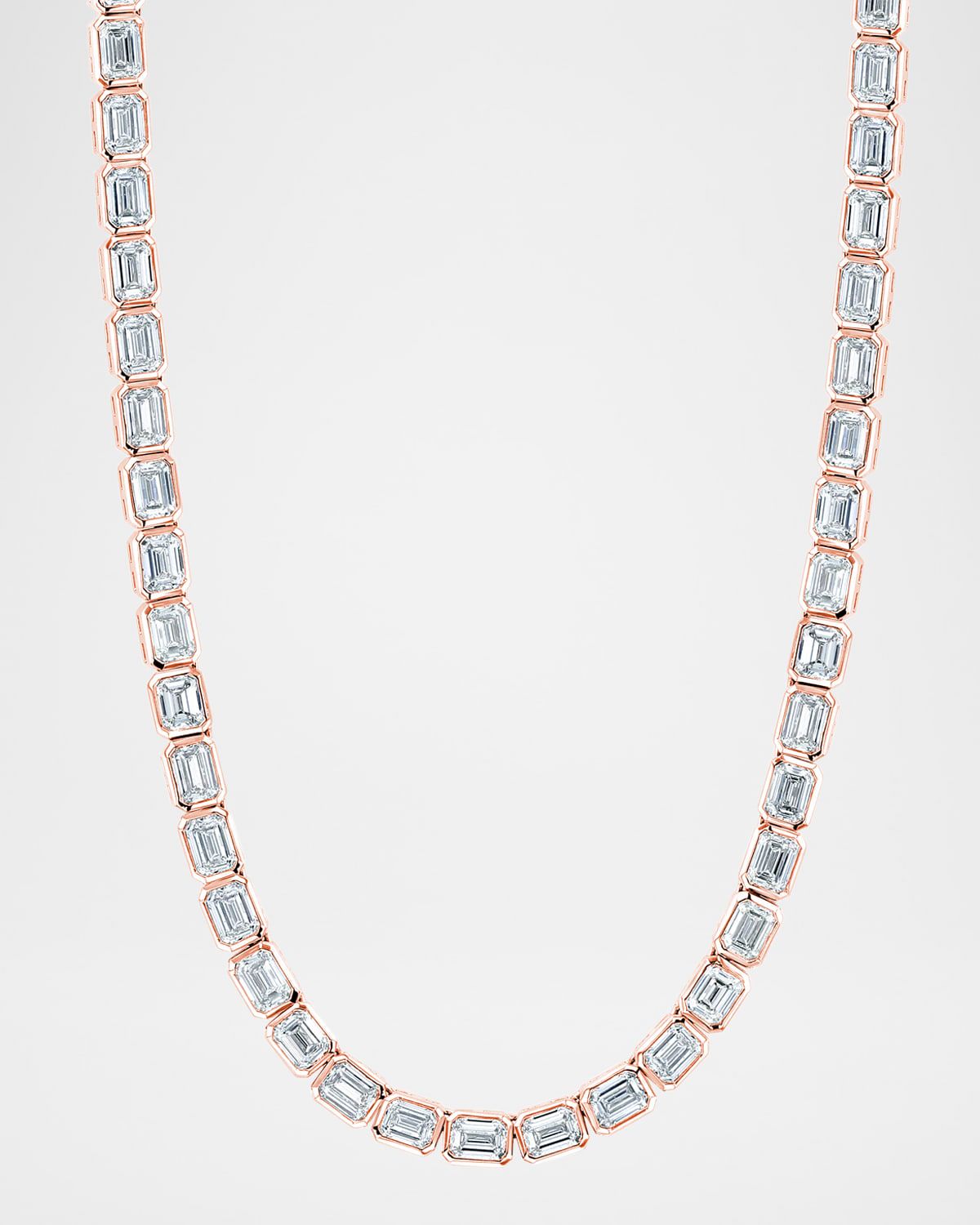 x Danielle Klein 18K Gold East-West Emerald-Cut Bezel Diamond Tennis Necklace, 16"L, 23.40tcw