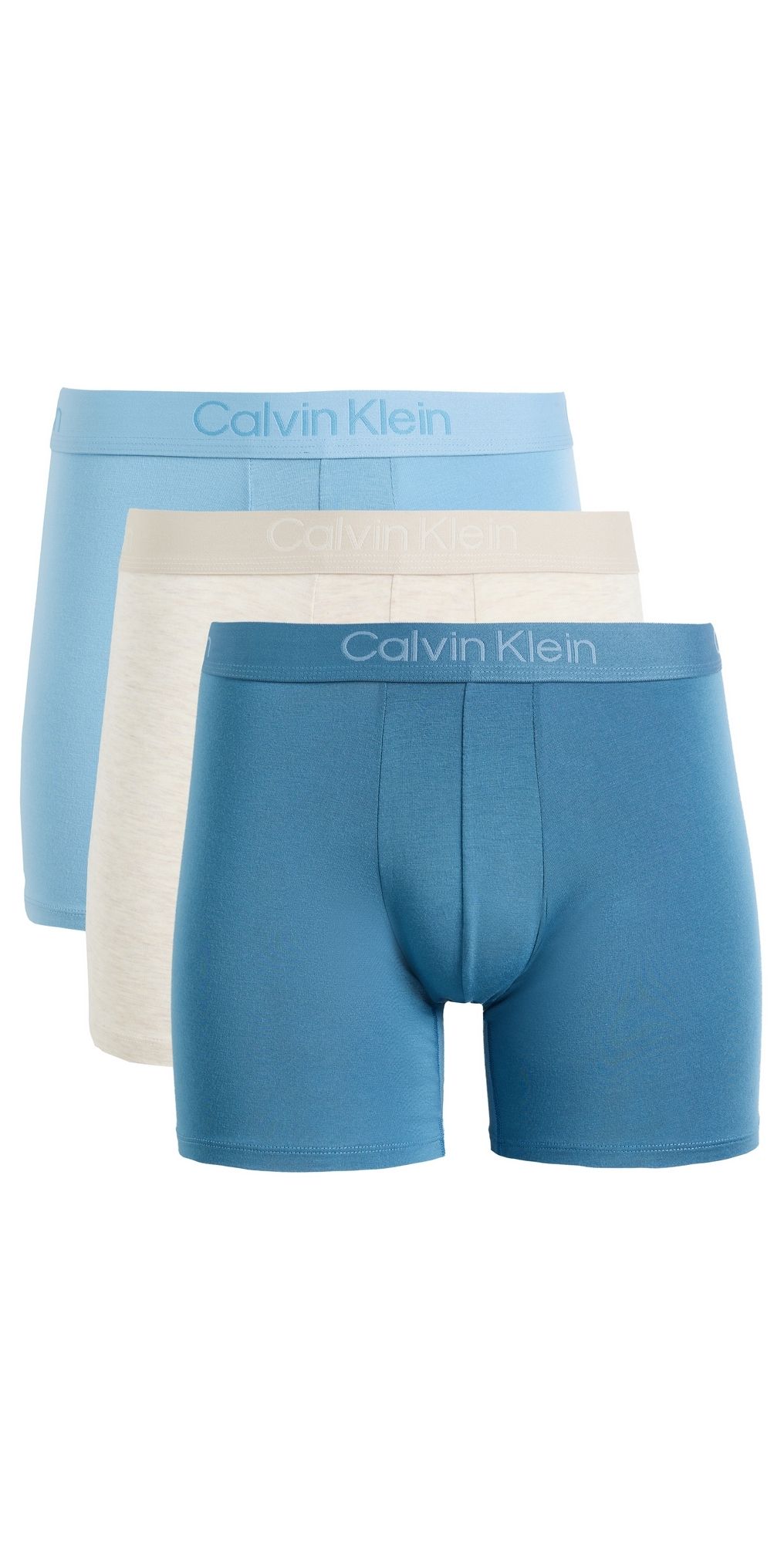 Calvin Klein Underwear Ultra Soft Modal 3-Pack Boxer Briefs Oatmeal Heather/Gulf Blue/Libe XL