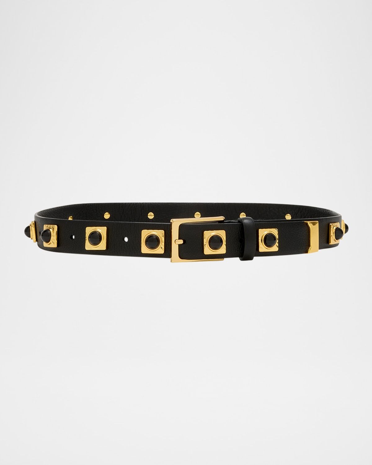 No. 2 Onyx Studded Leather Belt