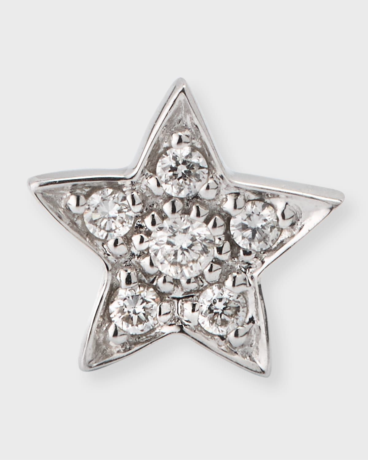 14k White Gold Pave Star Stud Earring, Single