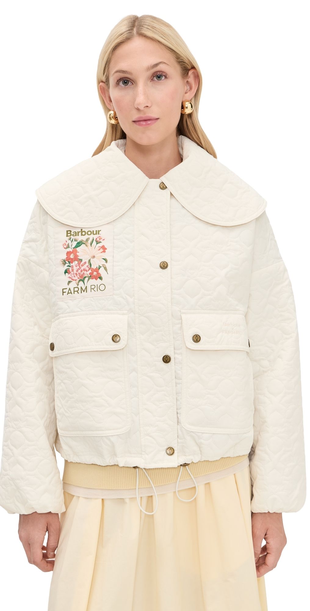 Barbour Barbour x Farm Rio Lotus Quilted Jacket White Rose XL