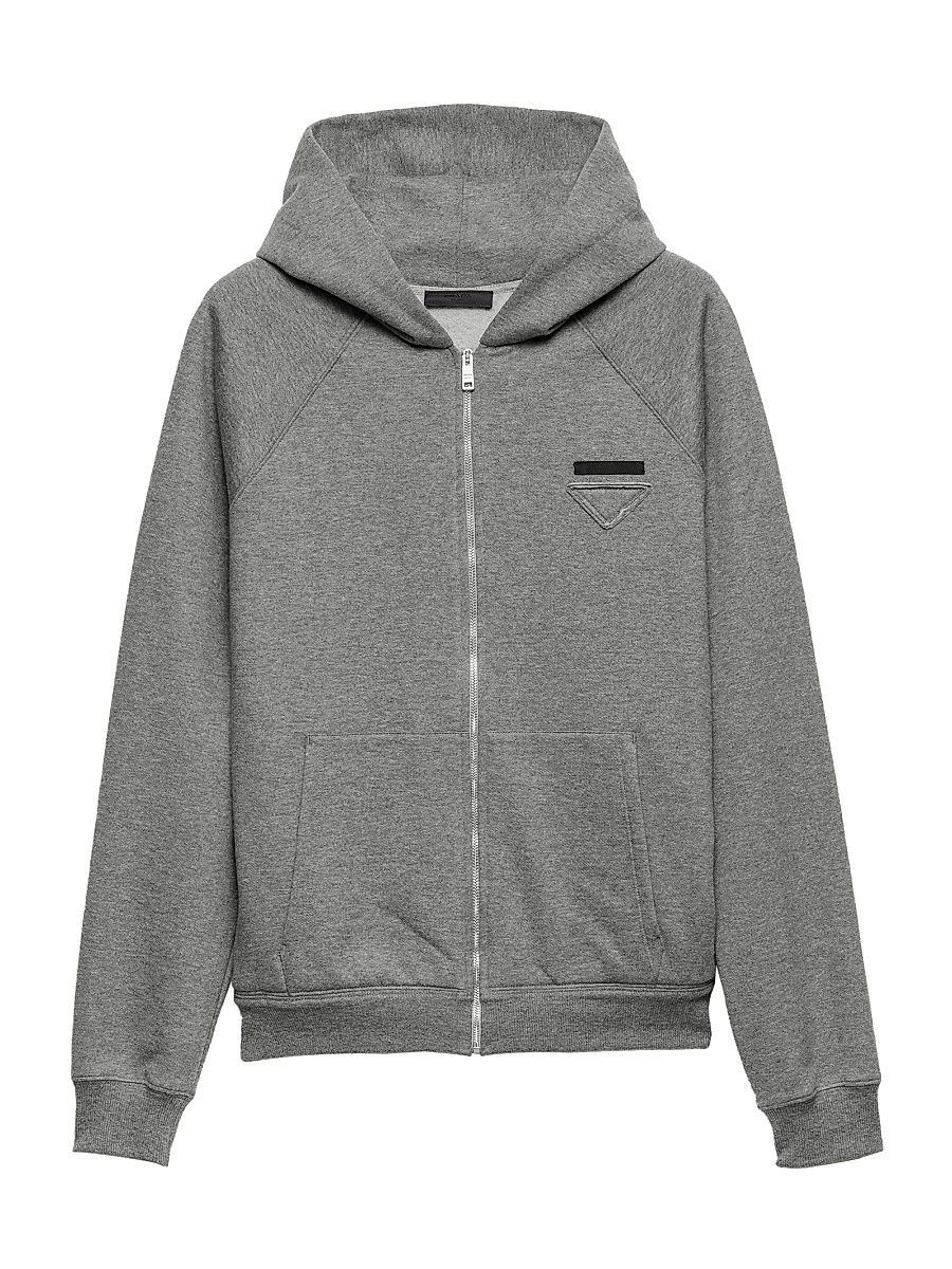 Men's Cashmere Blend Zipper Hoodie - Grey - Size XXL
