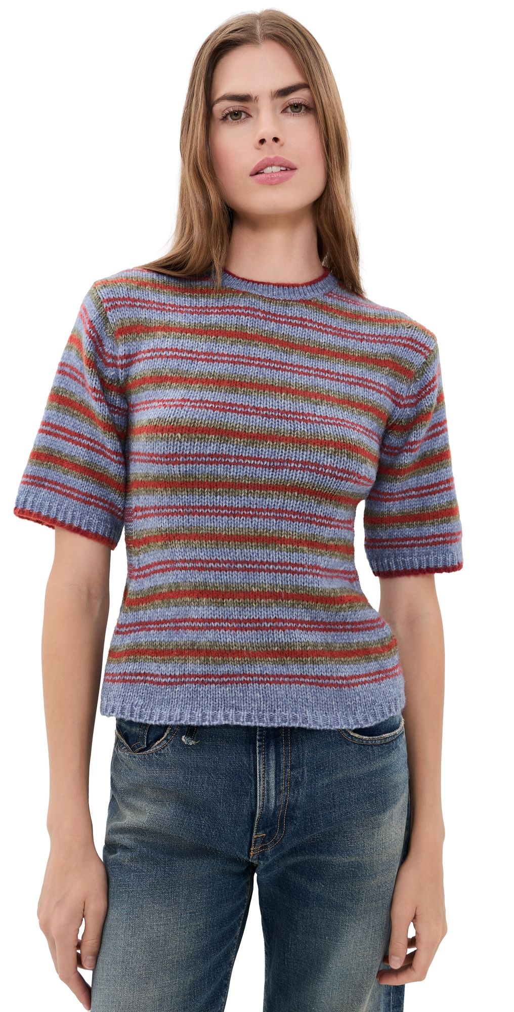 Proenza Schouler White Label Dana Stripe Sweater Periwinkle Stripe M