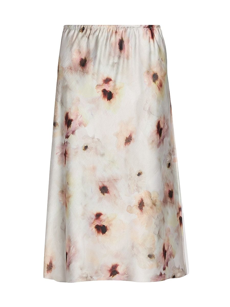 Women's Watercolor Floral Slip Midi Skirt - Soft Peony - Size XXS