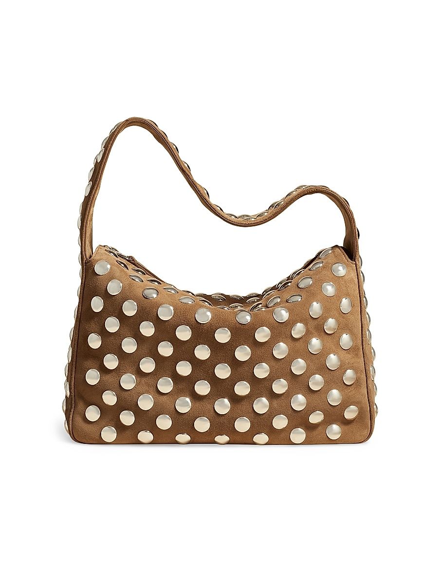 Women's Elena Studded Suede Shoulder Bag - Mud