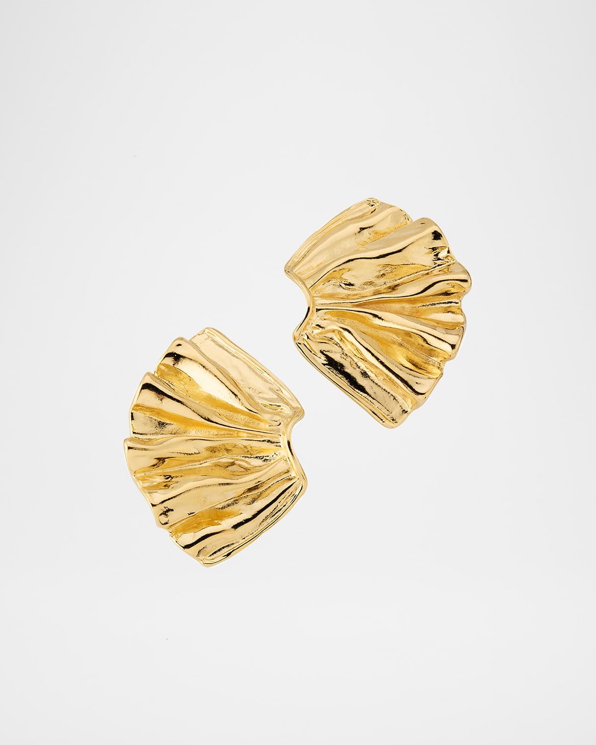 24K Gold Electroplated Fan Clip-On Earrings