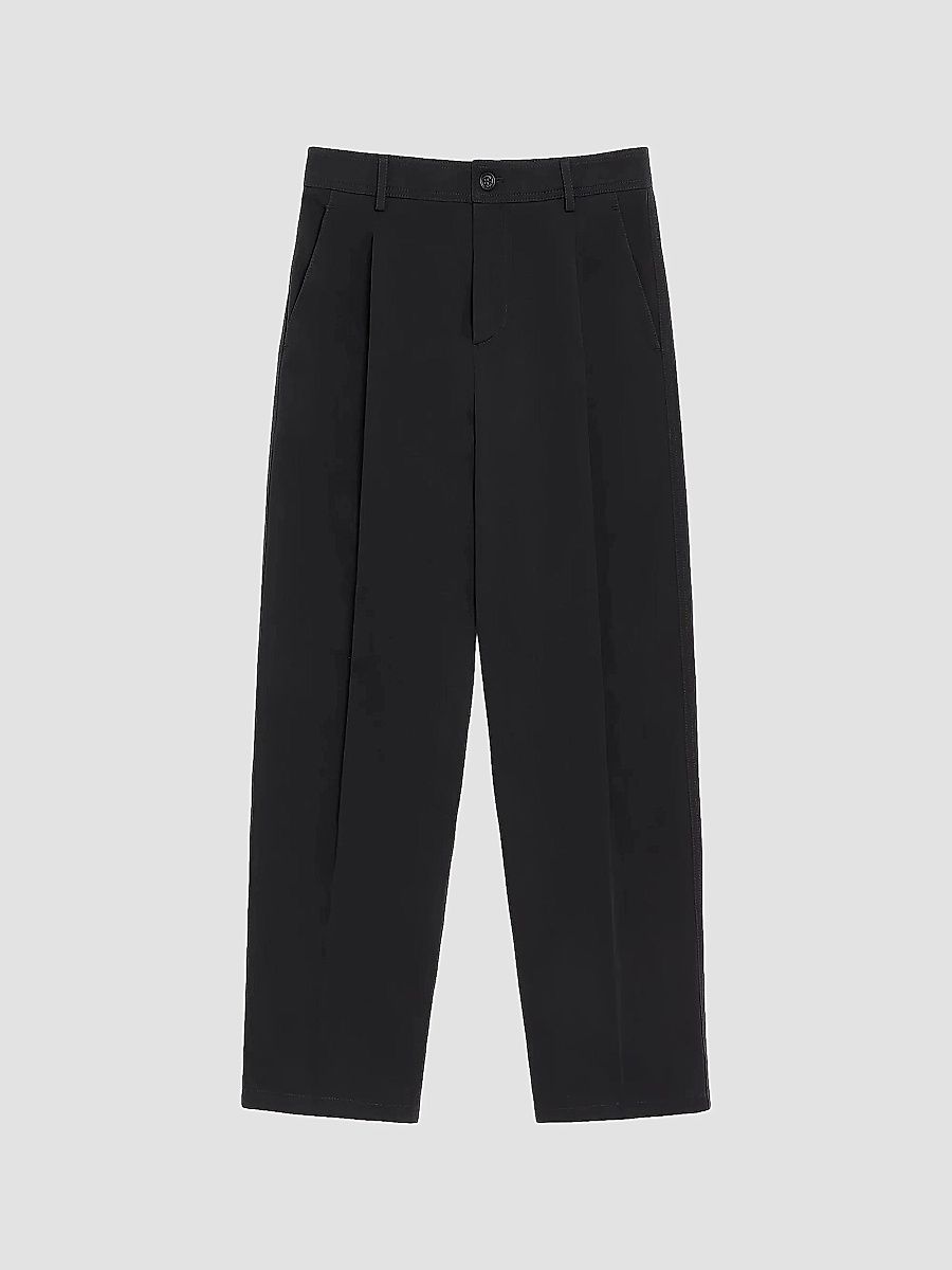 Valentino Men's Trousers in Cotton Gabardine with VLogo Embroidery - Black - Size 42