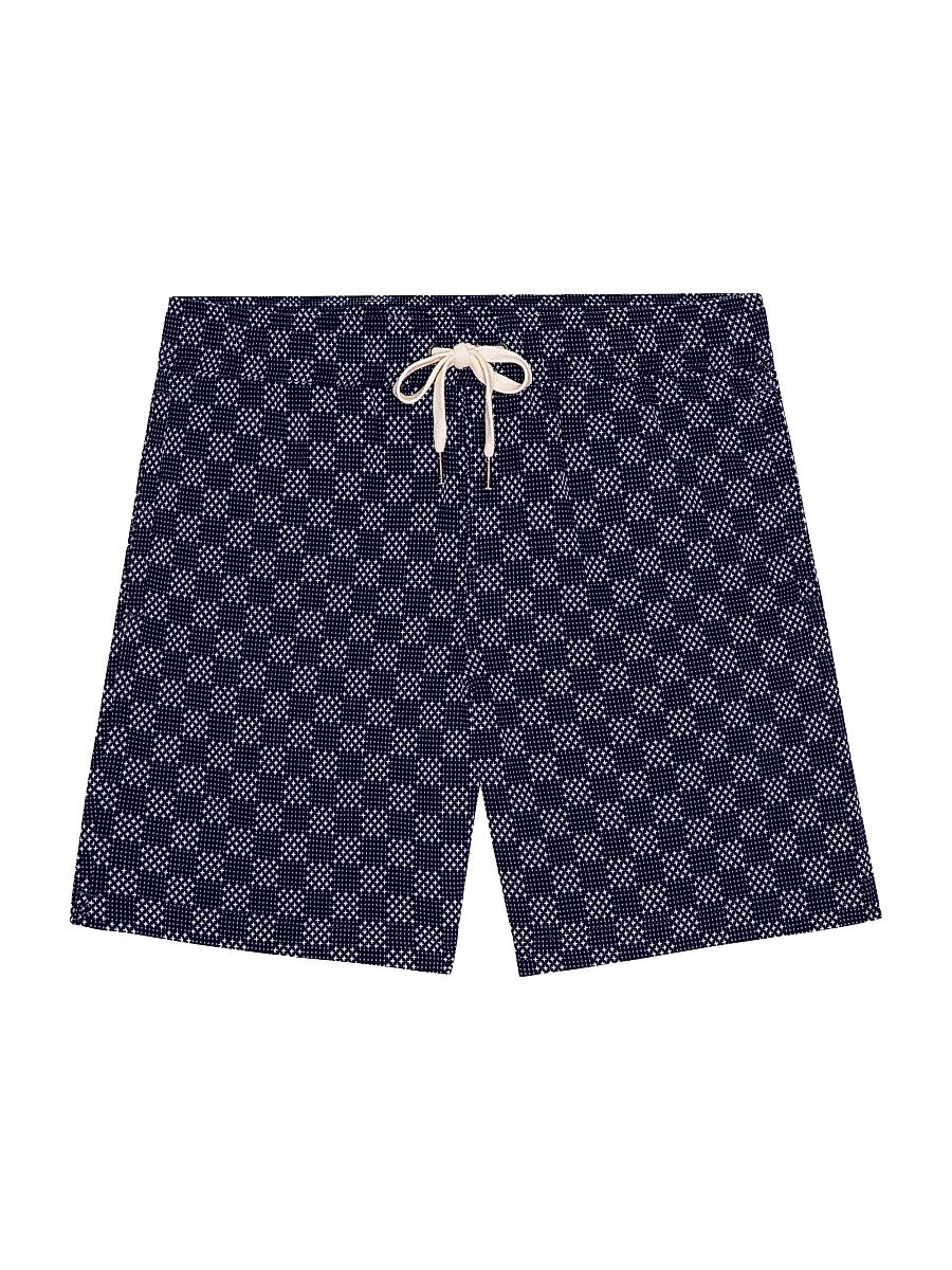 Men's Cruz Check Cotton Shorts - Navy Sashiko - Size XL