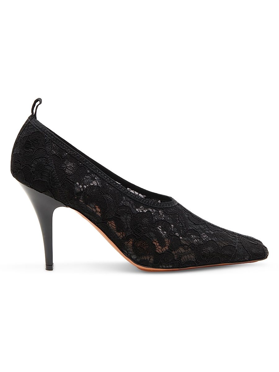 Stella McCartney Women's 95MM Lace Square-Toe Pumps - Black - Size 9.5