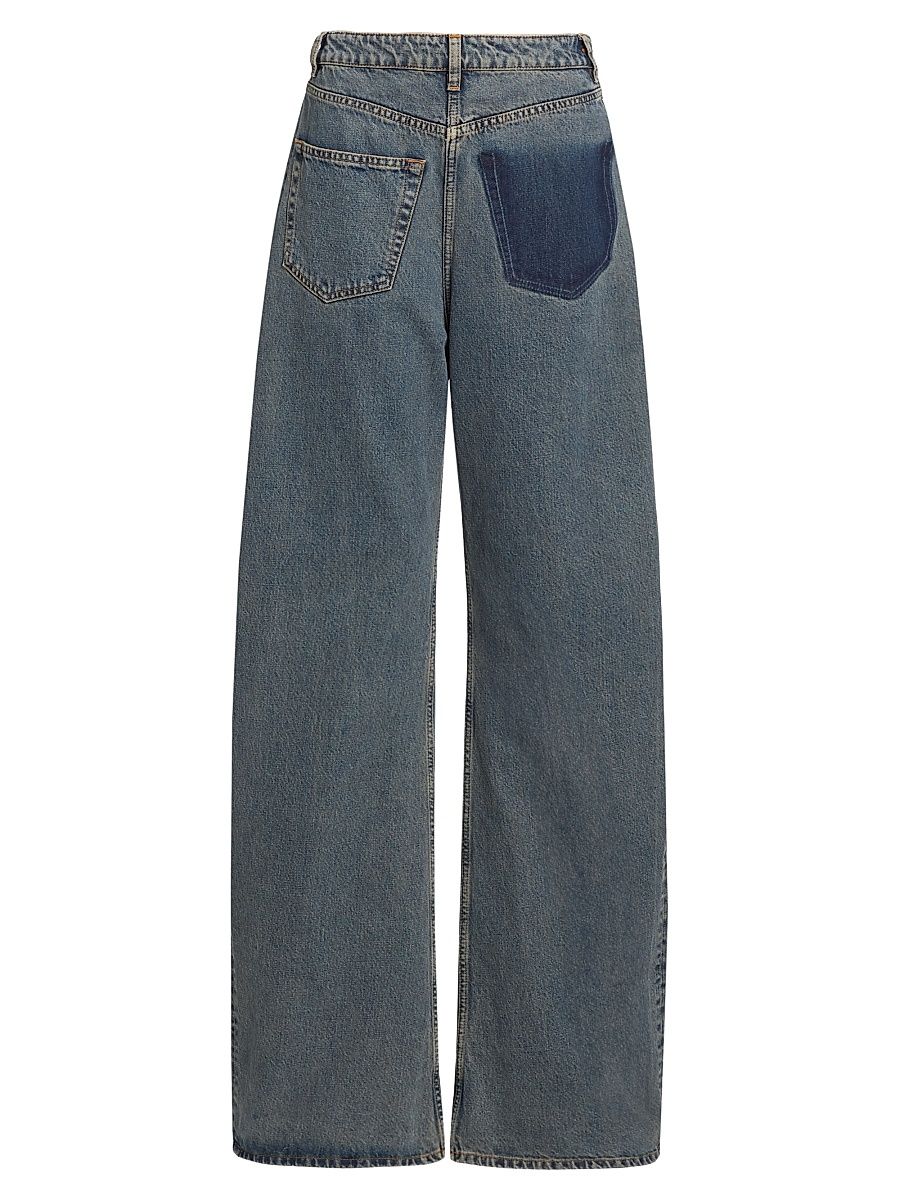 Women's Cotton Wide-Leg Jeans - Light Grey - Size 29