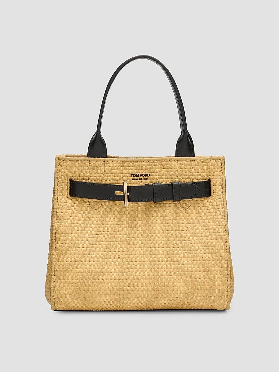 Women's Audrey Small Raffia Tote Bag - Natural Black