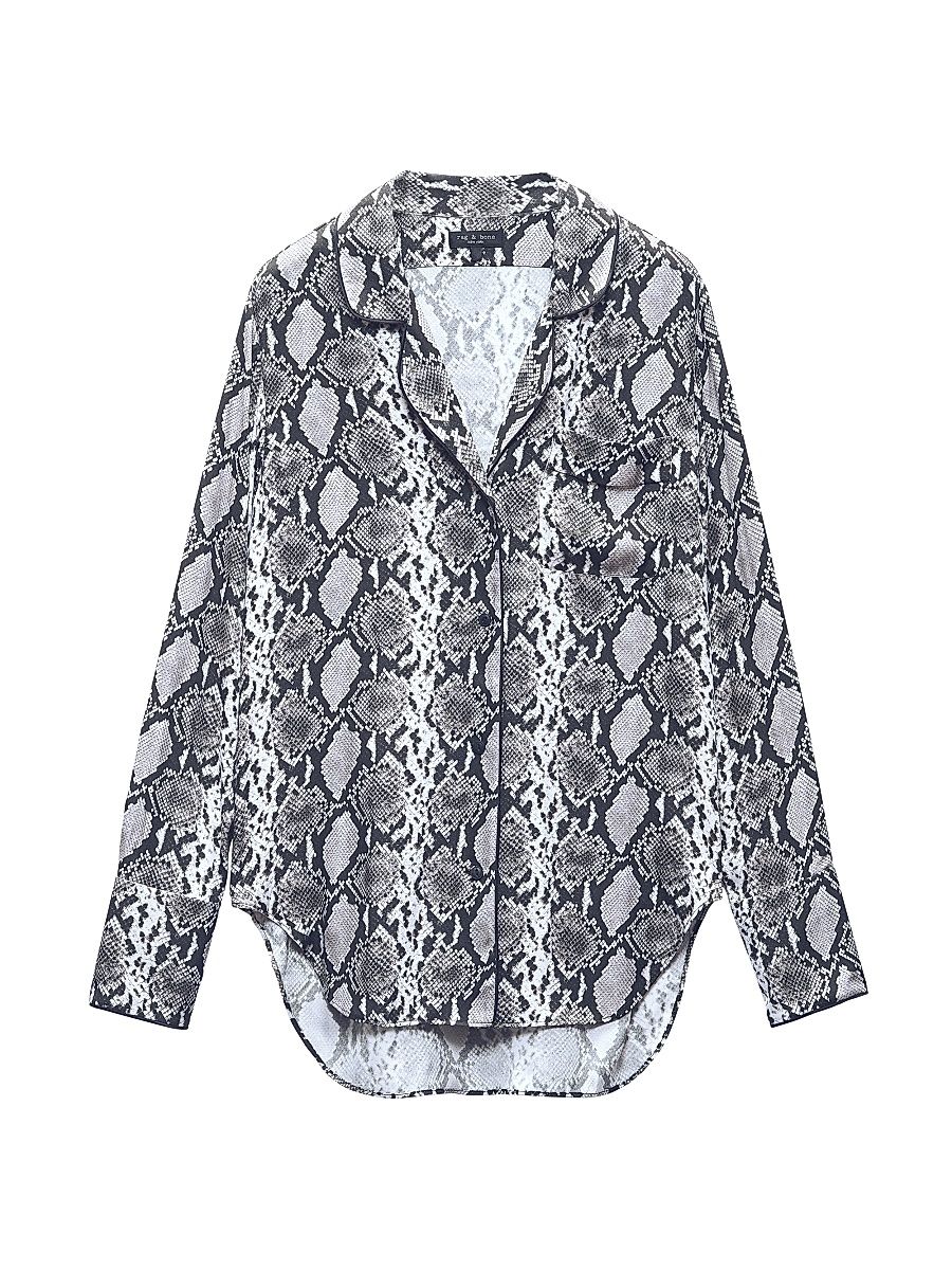 Women's Aurora Snake Silk-Blend Shirt - Snake Print - Size XS