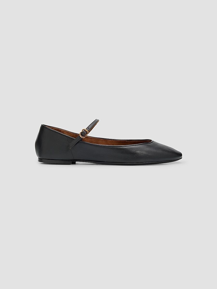 Women's Rule The Day Leather Ballerina Flats - Soft Calf Black - Size 11.5