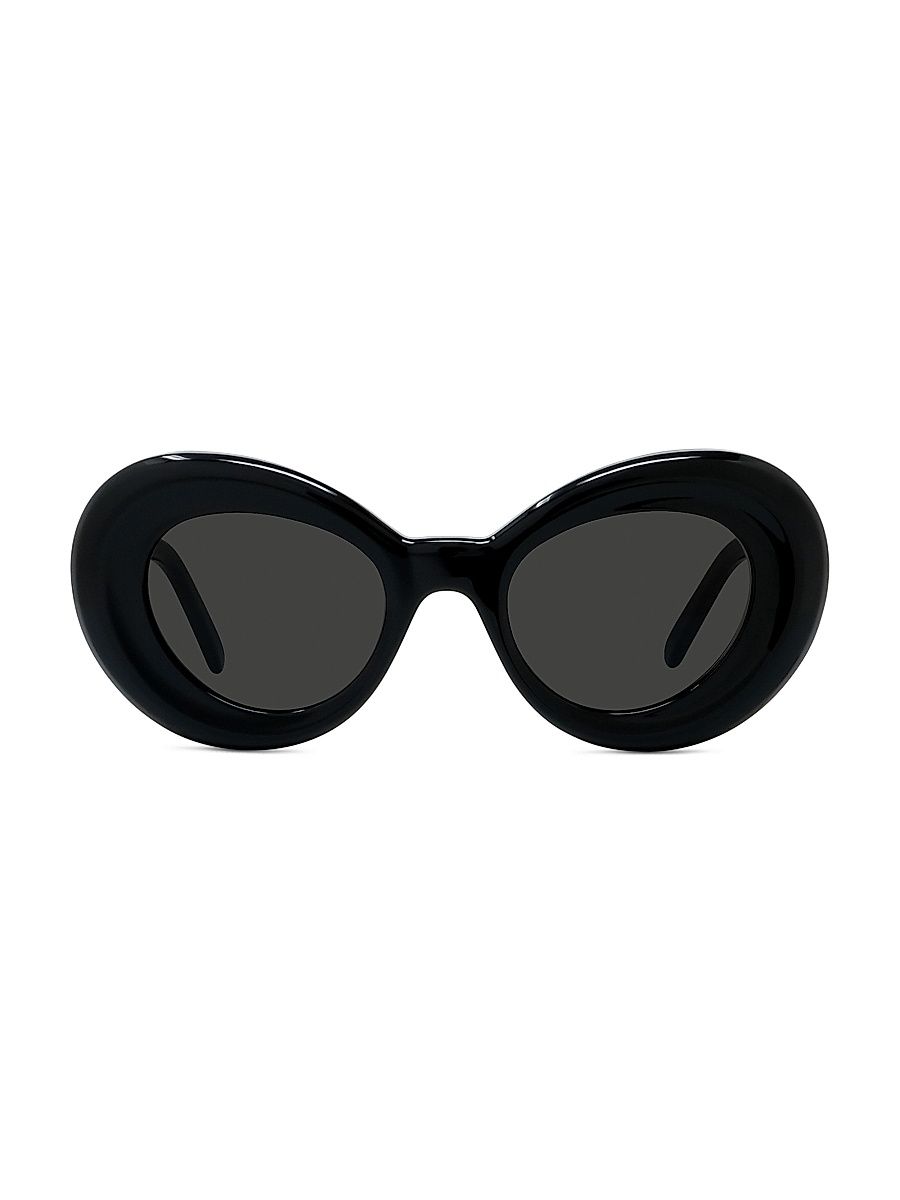 Women's Curvy 47MM Oversized Oval Sunglasses - Black Smoke