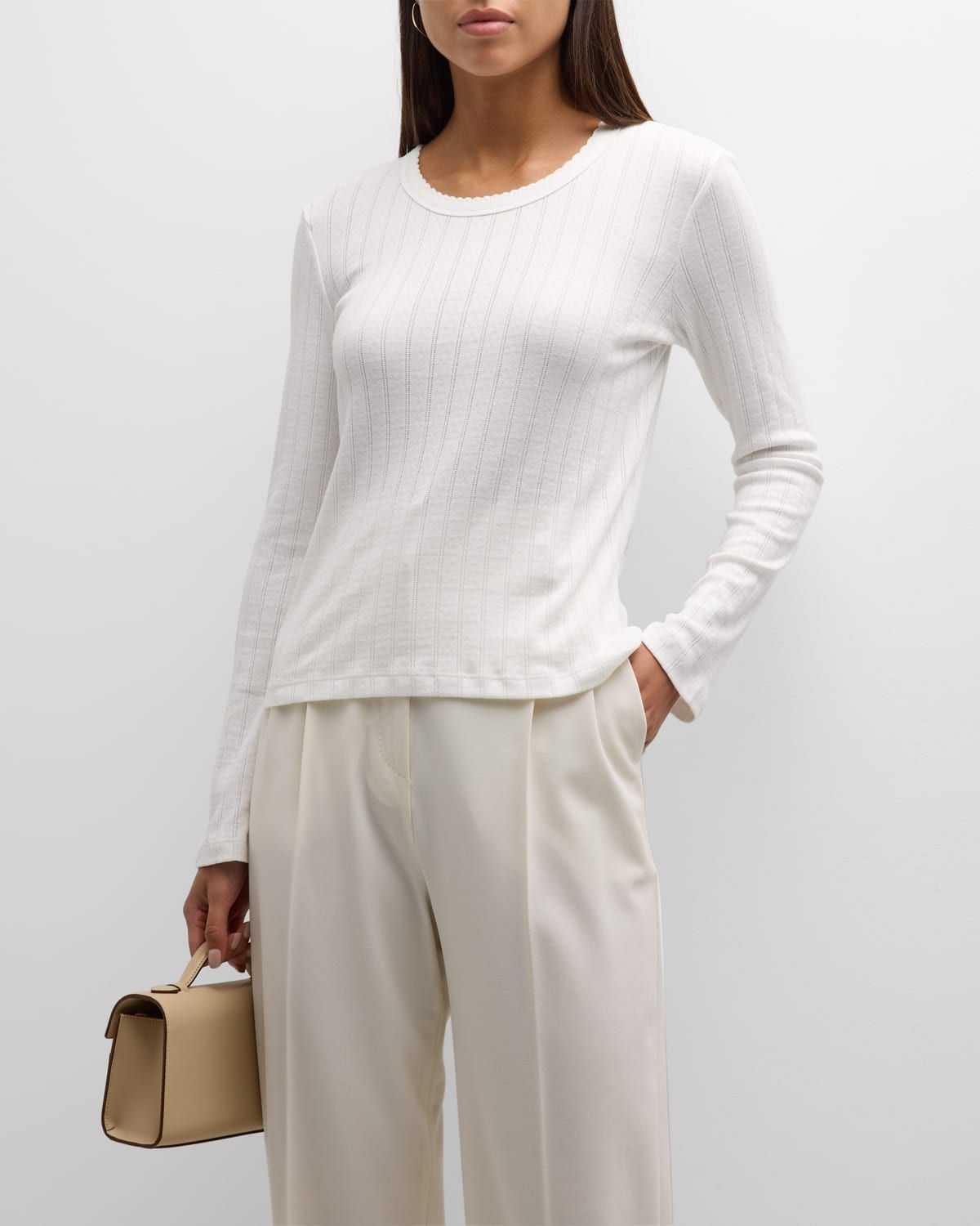 Pointelle Slim-Fit Long-Sleeve T-Shirt