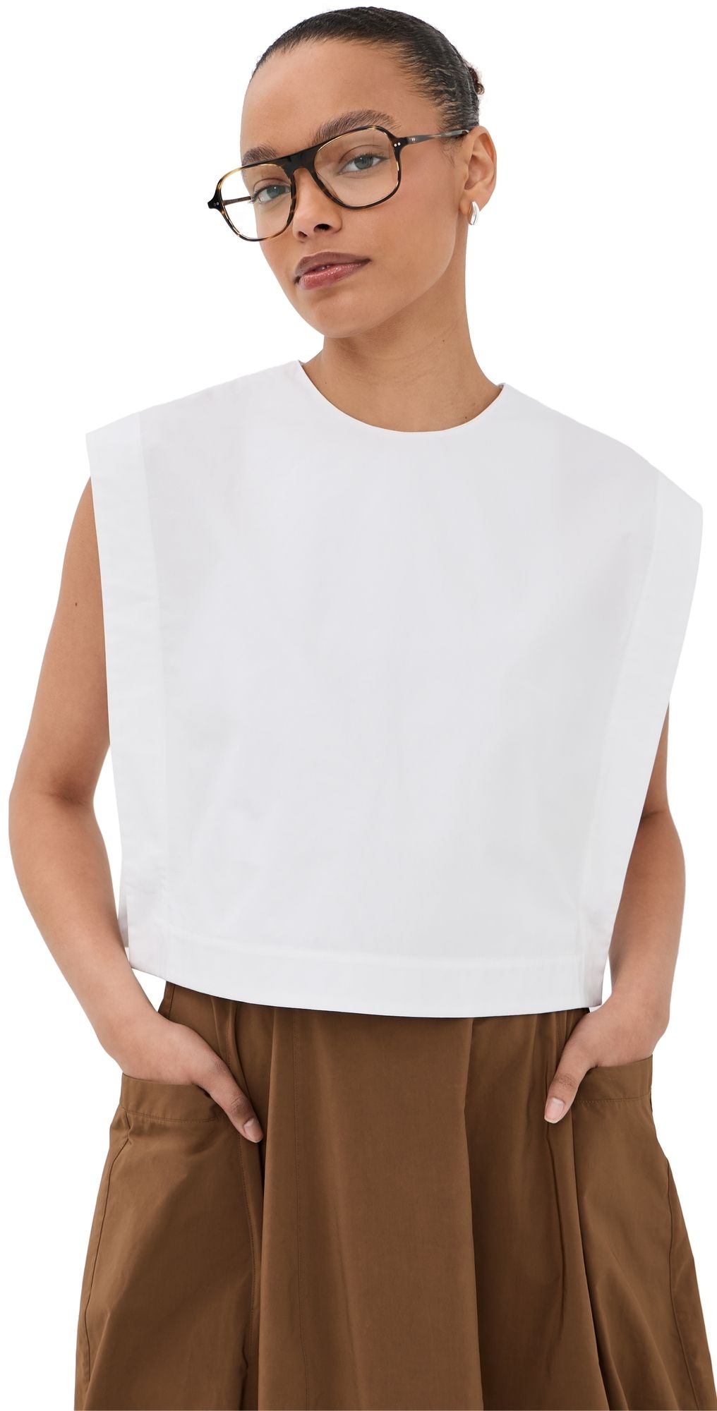 Tibi Cropped Square Blouse White 6