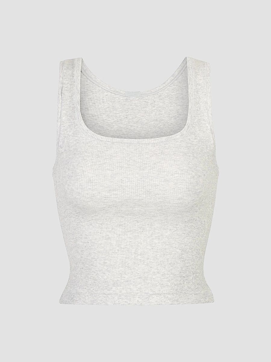 SKIMS Women's Cotton Rib Tank - Light Heather Grey - Size XXXXL