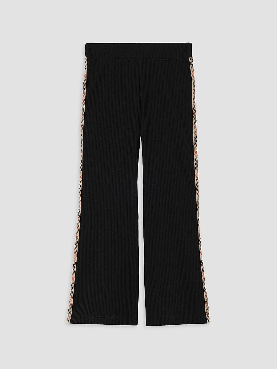 Girl's Mina Ribbed Stretch-Cotton Pants - Black - Size 10