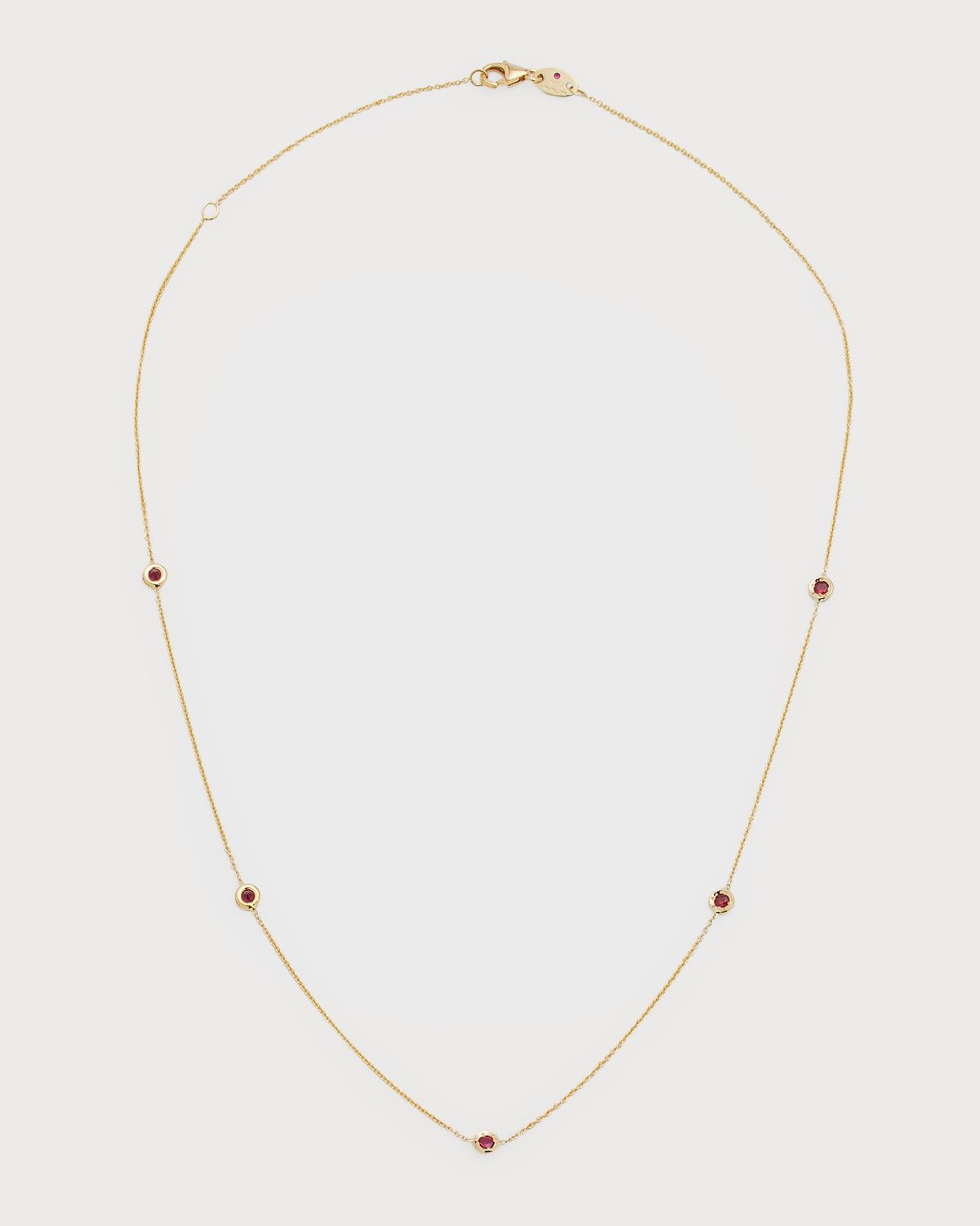 18k Gold Ruby 5-Station Necklace