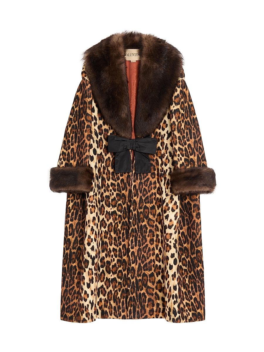 Women's Fauve Eclat Spotted Wool Cloth Coat - Animal Print - Size 4