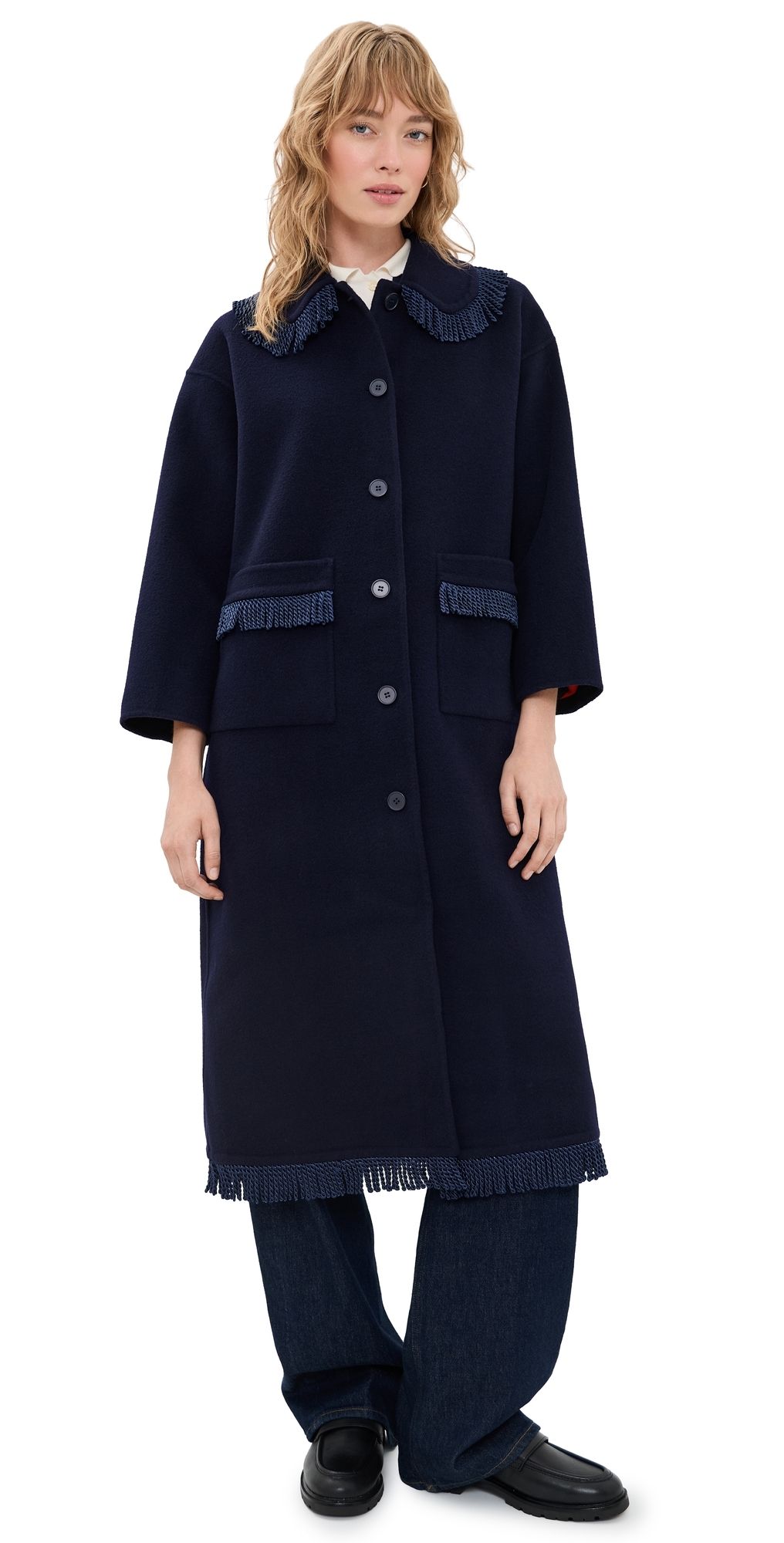 The Tiny Big Sister Frills Long Coat NAVY 38