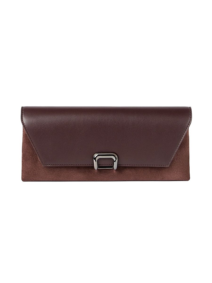 Women's Sartorial Pouch Bag in Suede and Calfskin - Burgundy