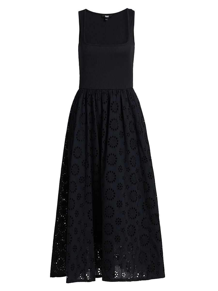 Women's Morel Eyelet Midi-Dress - Black - Size XS