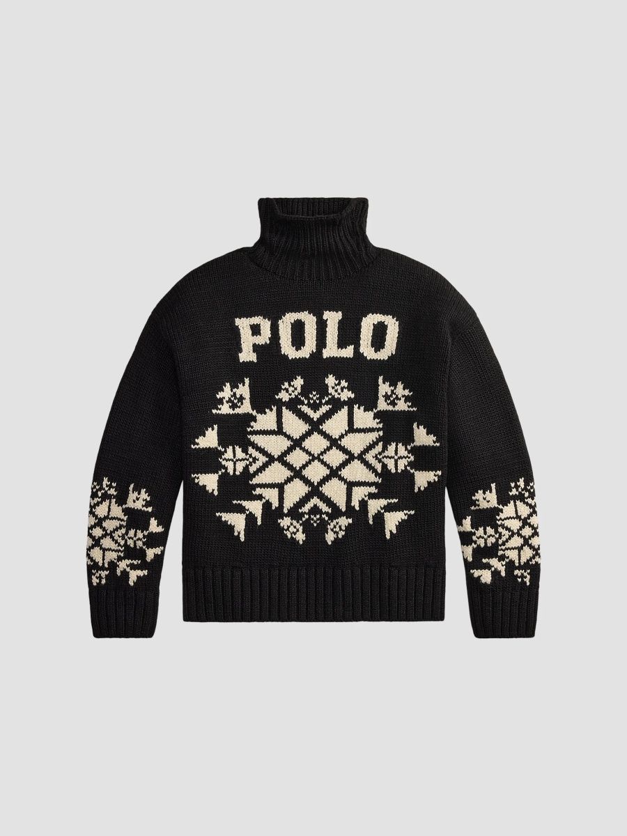 Polo Ralph Lauren Women's Snowflake Turtleneck Wool-Blend Sweater - Black - Size XS