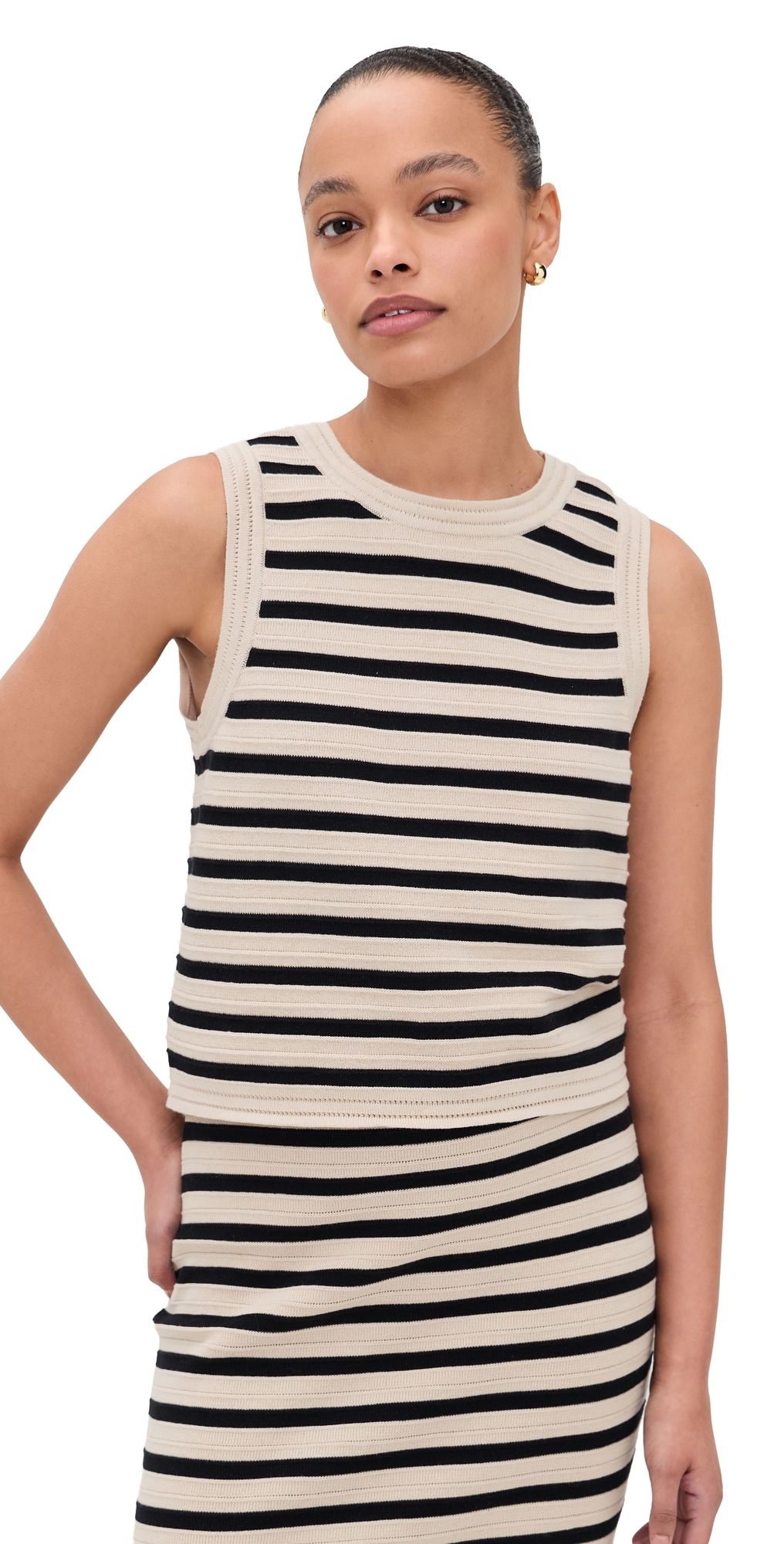 Z Supply Emori Striped Muscle Tank Top Natural M