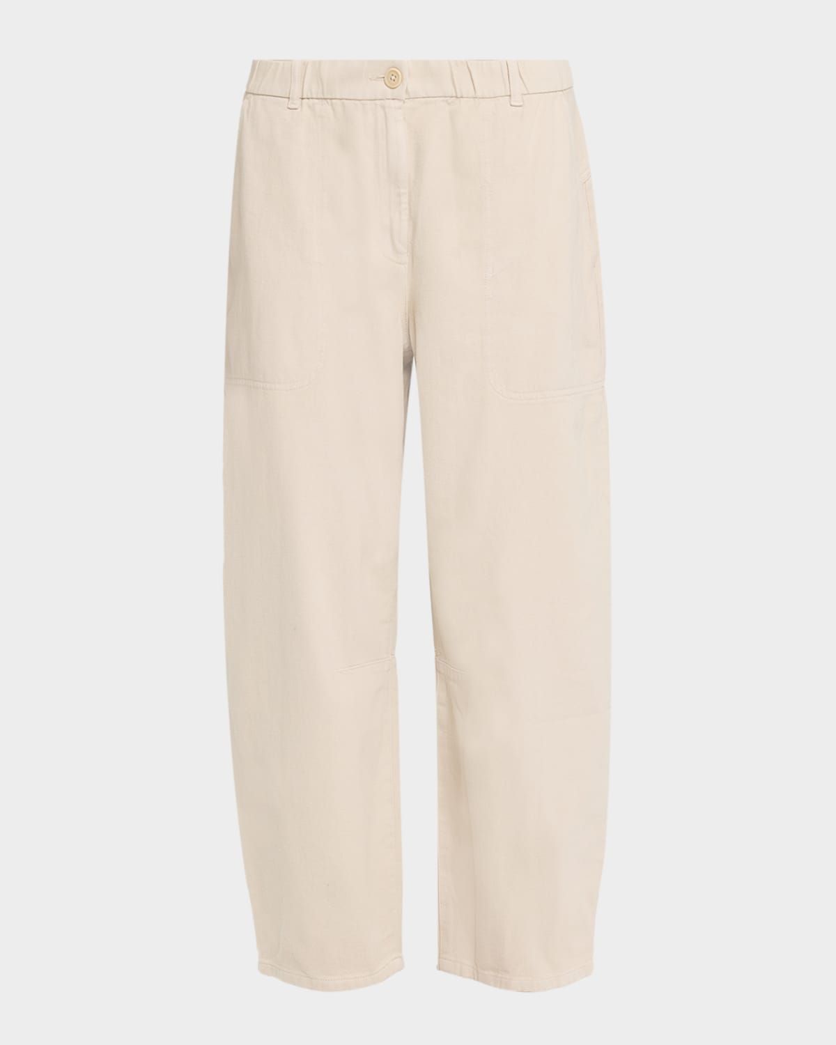 Cropped Organic Cotton-Blend Lantern Pants