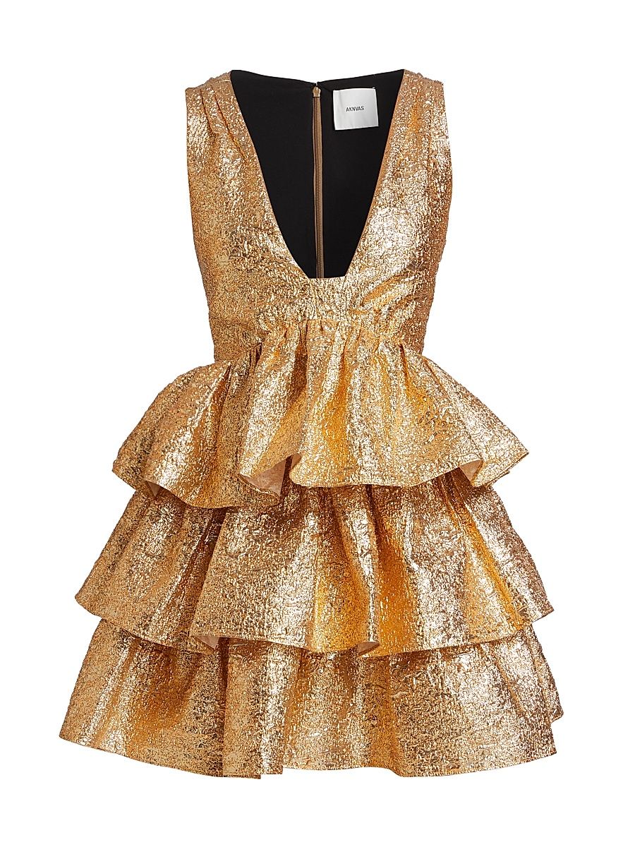 Women's Harper Tiered Metallic Minidress - Gold - Size 12