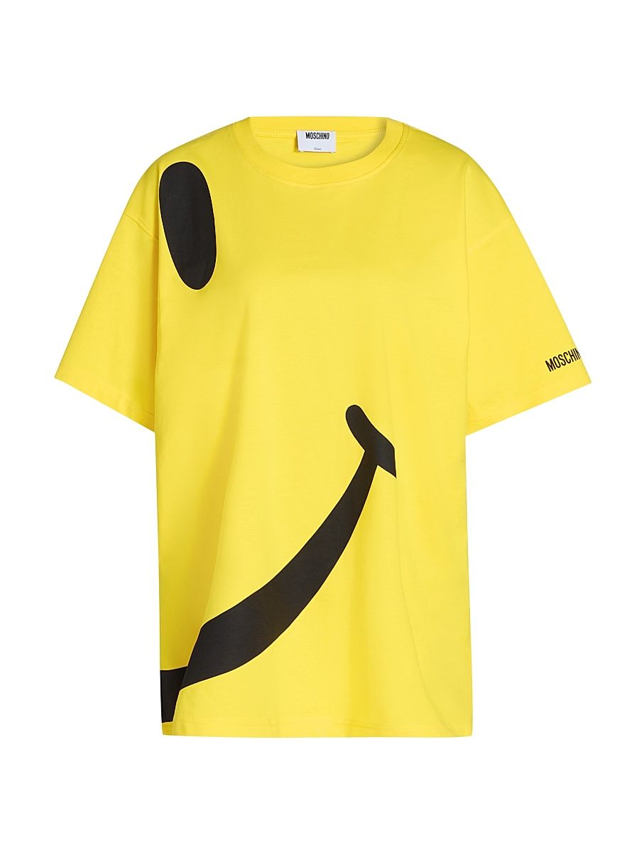 Women's Half Smile Cotton T-Shirt - Multi Yellow - Size XL