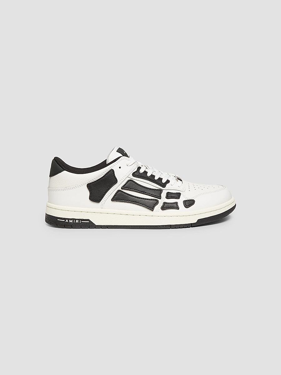 Amiri Men's Skel-Top Low Leather Sneakers - White Black - Size 7