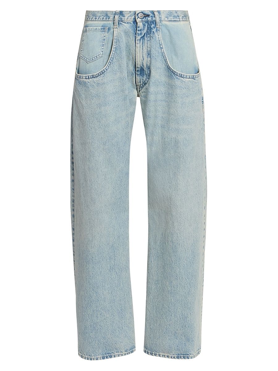 Women's Exaggerated Pocket Straight Jeans - Ice Blue - Size 26