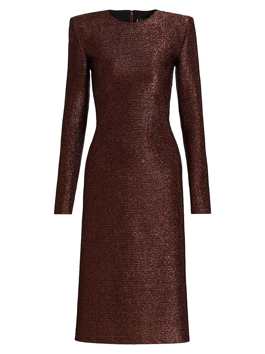 Women's Metallic Lamé Cocktail Dress - Espresso - Size 4