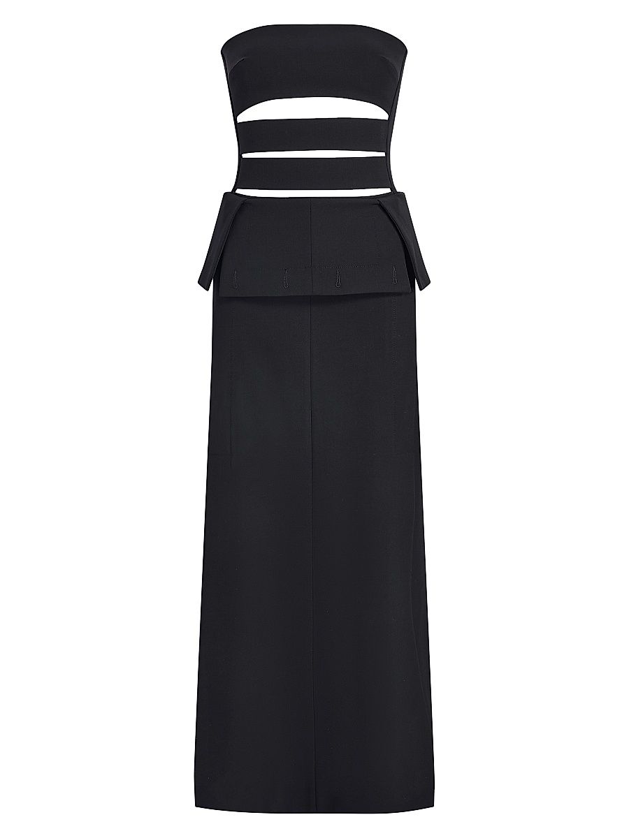 Women's Wool-Blend Cut-Out Strapless Gown - Black - Size 12