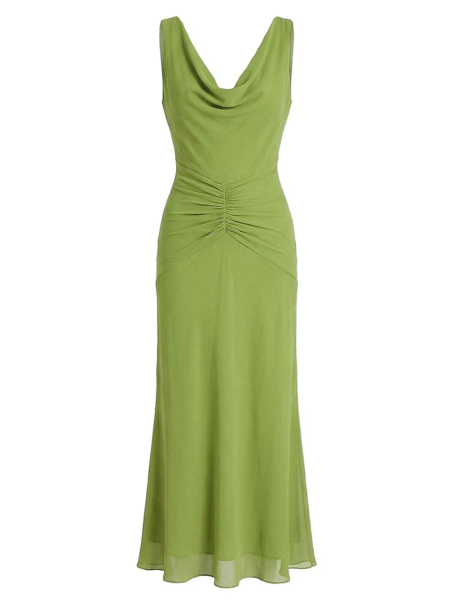Women's Calia Ruched Georgette Maxi Dress - Leaf - Size 12